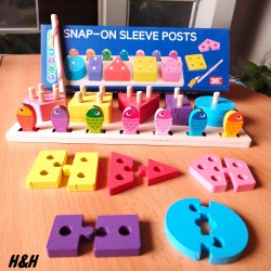 بورد ترتيب أشكال هندسية فك وتركيب وصيد سمك