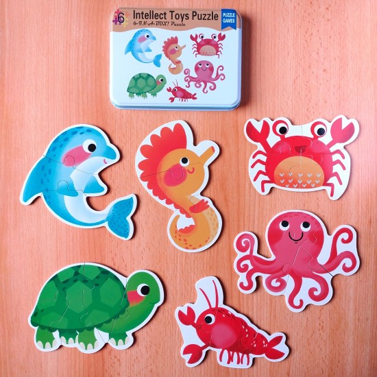 بازل علبة معدن 6 أشكال - Toys Puzzle